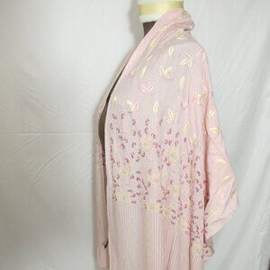 J Raani Pink silk- blend pashmina with heavy beading and beaded fringe